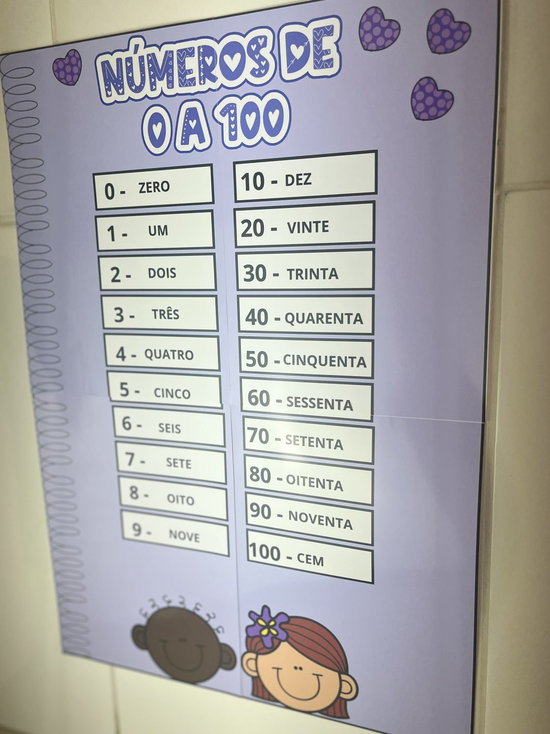 Números de 0 a 100 menino e menina