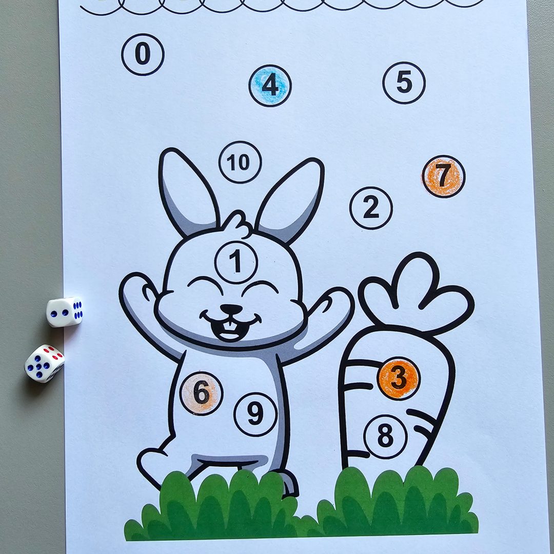 Folhinha Coelho e os números para colorir