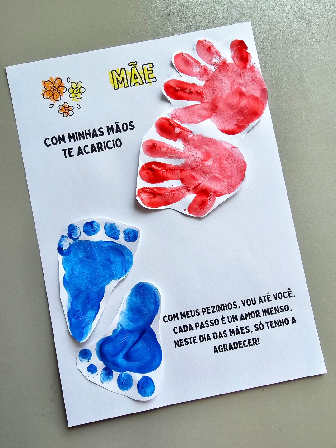 Folhinha mãos e pés carimbo mãe​