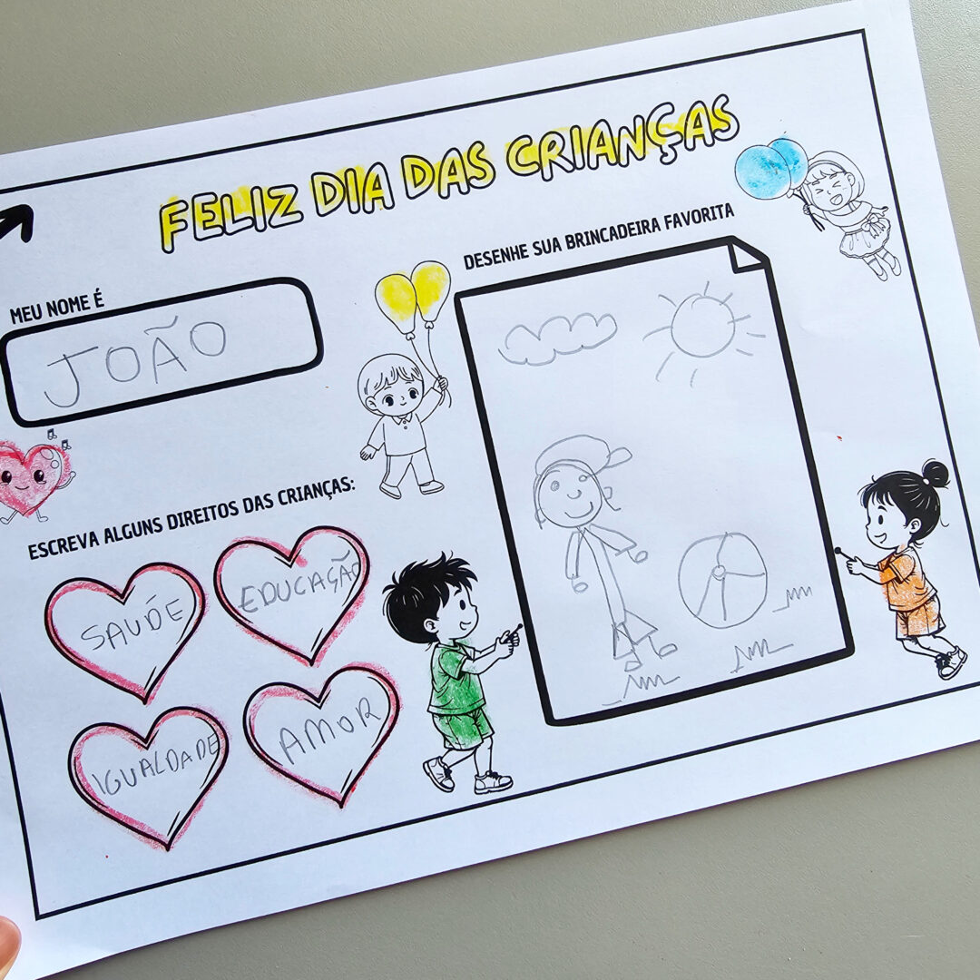 Folhinha para colorir dia das crianças