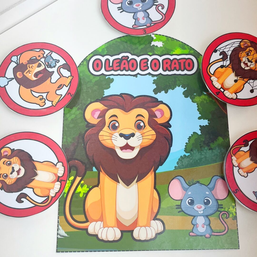 ✨📖 História na Luva!  🐾 “O Leão e o Rato”